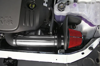Spectre Polished Air Intake Kit w/Red Filter (FRONT): Fits Chrysler/Dodge 2011-2023 5.7L
