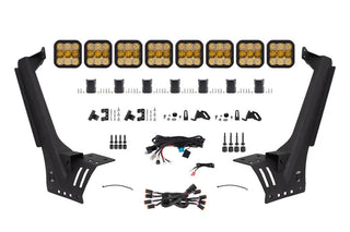 Diode Dynamics SS5 Pro CrossLink Windshield Lightbar Kit Yellow (FRONT): Jeep Wrangler JL 2018-26 / Gladiator JT 20-24
