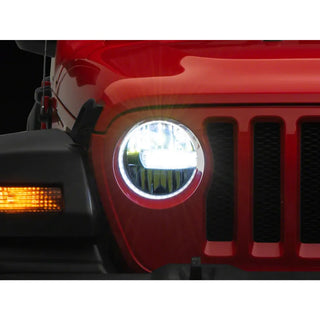 Raxiom Axial Series 9-In LED Headlights Black Housing (Clear Lens): Jeep Wrangler / Gladiator 2018-2025 3.6L / 6.4L 392