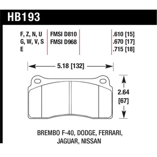 Hawk 2003-2006 Dodge Viper SRT-10 HPS 5.0 Front Brake Pads