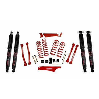 Skyjacker 4" Lift Kit w/ Black Max: Jeep Wrangler 2007-2018 3.8L/3.6L V6 - Red