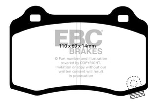 EBC Redstuff Rear Brake Pads (REAR): Fits Challenger/Charger/Magnum/300/Grand Cherokee/Durango 2005-2025 6.1-6.4L