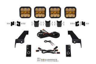 Diode Dynamics SS5 4-Pod CrossLink Grille Lightbar Kit Sport Yellow (F&R): Jeep Wrangler JL 2018-26 / Gladiator JT 2020-24