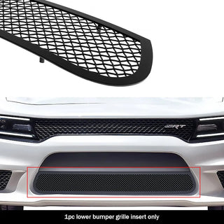 APS Black Stainless Lower Mesh Grille (w/OUT Adaptive Cruise Control): Dodge Charger 2015 - 2018