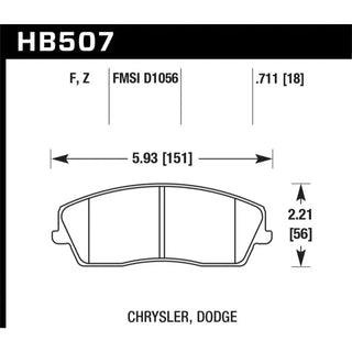 Hawk HPS Brake Pads (Hi-Perf) (FRONT): Chrysler 300 / Challenger / Charger / Magnum V6 RWD ONLY 2005 - 2024