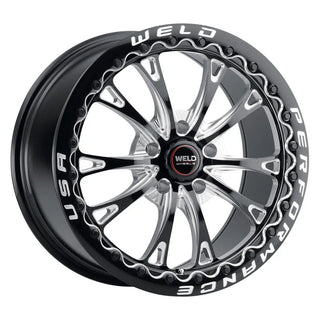 Weld S908 Belmont Drag / Gloss Black Milled | 17x11 | 5x115 | +6mm - Beadlock