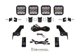 Diode Dynamics SS5 4-Pod CrossLink Grille Lightbar Kit Sport White (FRONT): Jeep Wrangler JL 2018-26 / Gladiator JT 2020-24