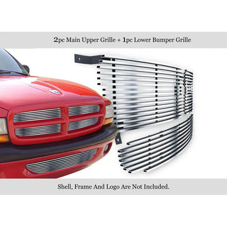 APS Polished Stainless Billet Grilles (Upper & Lower): Dodge Dakota & Durango 1997 - 2004