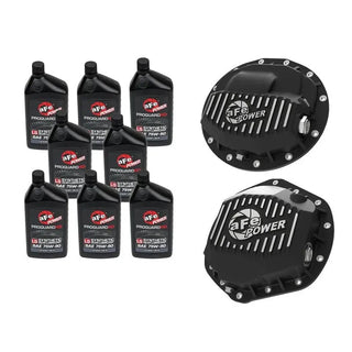 aFe Front AAM 9.25-12 & Rear AAM 11.5/11.8-14 Diff Guard Package w/ Oil: Ram 2500 / 3500 13-18 6.7L Diesel