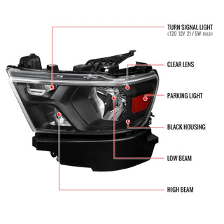 Spec D OEM Style Headlights (Black): Ram 1500 2019 - 2024