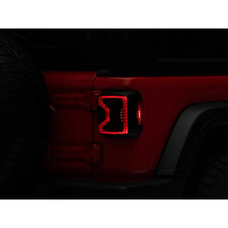 Raxiom Smoked LED Tail Lights Black Housing: Jeep Wrangler JL 2018-2025 2.0L/3.6L