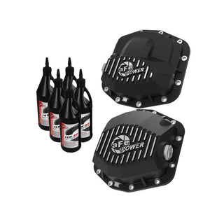 aFe Pro Series F&R Diff Cover Kit Machined Fins w/ Oil: Jeep Wrangler 2018-2024 2.0L/3.6L