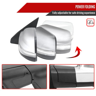 Spec D Driver Mirror w/ Turn Signal Light & Puddle Light (Auto-Fold, Chrome): Ram 1500 2019 - 2024
