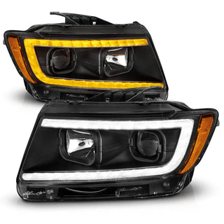 ANZO Projector Headlights w/ Light Bar Switchback (Black): Jeep Grand Cherokee 2011 - 2013
