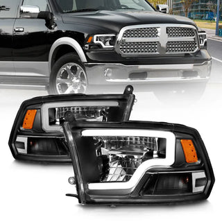 ANZO Full LED Square Projector Headlights (Chrome/Black Amber): Dodge Ram 1500 2009 - 2018