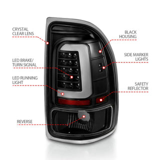 ANZO LED Tail Lights (Black/Clear): Dodge Dakota 1997 - 2004