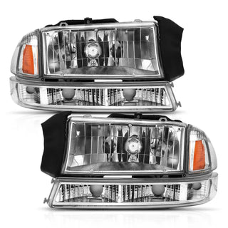 ANZO Crystal Headlights (Chrome/Amber): Dodge Dakota 1997 - 2004