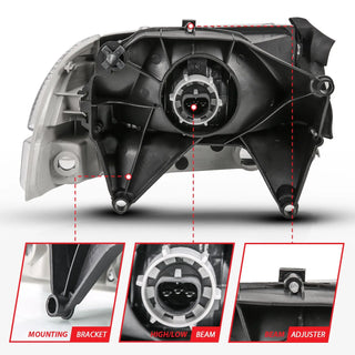 ANZO Crystal Headlights (Chrome/Amber): Dodge Dakota 1997 - 2004