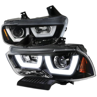 Spec D U-Shape Halo Projector Halo Headlights (Black): Dodge Charger 2011 - 2014