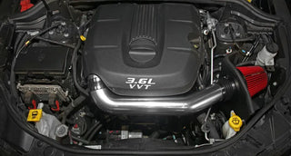 Spectre Polished F/I Air Intake Kit w/Red Filter (FRONT): Fits Jeep/Dodge 2011-2015 3.6L
