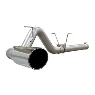 aFe Large Bore-HD 4" 409 SS DPF-Back Exhaust System 6" Polished Tip: Fits Most Dodge/Ram 6.7L Diesel/5.9L Diesel (07-12)