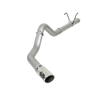aFe Large Bore-HD 4" 409 SS DPF-Back Exhaust System 5" Polished Tip: Fits Most Dodge/Ram 6.7L Diesel/5.9L Diesel (07-12)