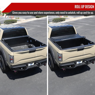 Spec D Soft Roll-Up Tonneau Cover: Dodge Ram 1500 (w/ 5.7ft Bed) 2009 - 2018