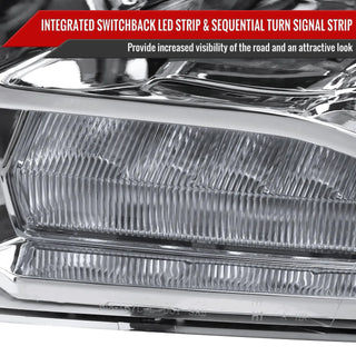 Spec D Projector Halo Headlights (Chrome w/ Sequential Turn Signal): Dodge Ram 2009 - 2018