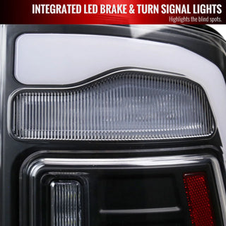 Spec D LED Tail Lights (Matte Black w/ White LED Bar): Dodge Ram 2009 - 2018