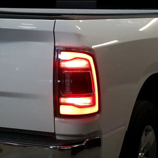 Spec D LED Tail Lights (Matte Black w/ White LED Bar): Dodge Ram 2009 - 2018