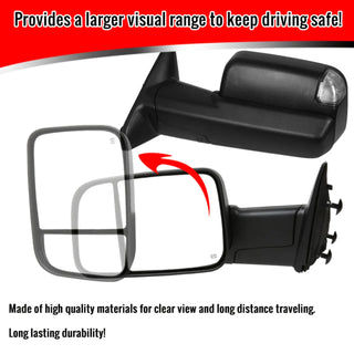Spec D Mirrors SET w/ Clear LED (Manual-Fold, Black): Dodge Ram 2009 - 2012