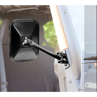 Rugged Ridge Black Rectangular Quick Release Mirror (LEFT): Jeep Wrangler 1997-2018 2.5L-3.6L