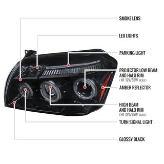 Spec D Projector Halo Headlights (Smoke): Dodge Magnum 2005 - 2007