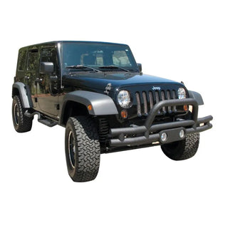 Rampage Double Tube Bumper Front: Jeep Wrangler JK/JL 2007-2026 w/ Zinc Undercoat - Black