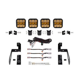 Diode Dynamics SS5 Sport CrossLink Grille Lightbar Kit Yellow Combo (FRONT): Jeep Wrangler 07-18 3.8L/3.6L/2.0L