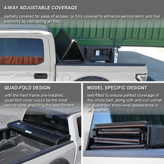 Spec D Hard Quad-Fold Tonneau Cover: Dodge Ram (w/ 6.4ft Bed) 2002 - 2018