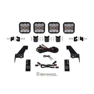Diode Dynamics SS5 4-Pod CrossLink Grille Lightbar Kit Pro White (F&R): Jeep Gladiator/Wrangler 18-26 3.6L/3.0L EcoDiesel