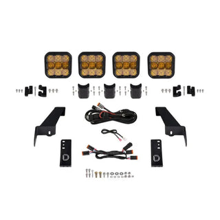 Diode Dynamics SS5 4-Pod CrossLink Grille Lightbar Kit Pro Yellow (F&R): Jeep Gladiator/Wrangler 18-26 3.6L/3.0L EcoDiesel
