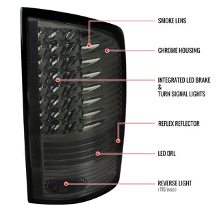 Spec D LED Tail Lights (Smoke, Version 2): Dodge Ram 2002 - 2006