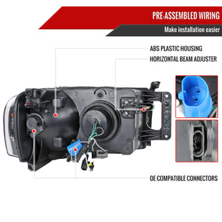Spec D Projector Halo Headlights (Black): Dodge Ram 2002 - 2005