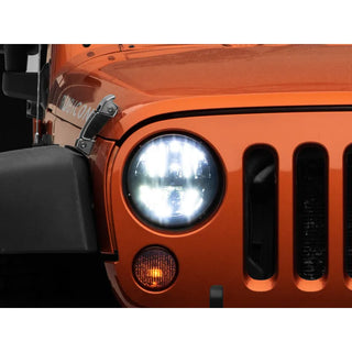 Raxiom Axial Series LED Headlights Black Housing: Jeep Wrangler 1997-2018 4.0L I6 / 3.8L V6 / 3.6L V6 - Clear Lens