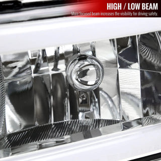 Spec D OEM Style Headlights w/ LED Bar (Chrome): Dodge Ram 1994 - 2002