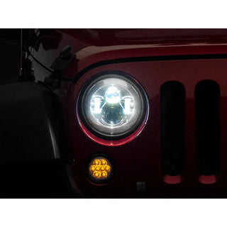 Raxiom Axial Series LED Daymaker Headlights Chrome Housing: Jeep Wrangler 1997-2018 4.0L I6 / 3.8L V6 / 3.6L V6 - Clear Lens
