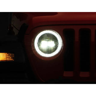 Raxiom Axial LED Headlights Black Housing: Jeep Wrangler JL 2018-2025 / Gladiator 2020-2025 6.4L 392 / 3.6L V6 / 3.0L EcoDiesel / 2.0L Turbo