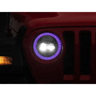 Raxiom Axial LED Headlights RGB Halo Black Housing: Jeep Wrangler JL 2018-2025 / Gladiator 2020-2025 6.4L 392 / 3.6L V6 / 3.0L EcoDiesel / 2.0L Turbo