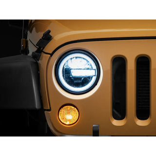 Raxiom 7-Inch LED Headlights w/ Halos: Jeep Wrangler 1997-2018 - Black Housing