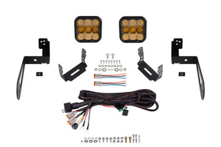 Diode Dynamics SS5 Sport LED Pod Light Kit Yellow Combo (FRONT): Jeep Wrangler JK 2007-2018