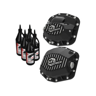aFe Pro Series F&R Diff Cover Kit Machined Fins w/ Oil: Jeep Wrangler 2018-2021 2.0L/3.6L