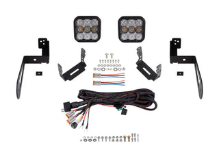 Diode Dynamics SS5 Pro LED Pod Bumper Light Kit White Combo (FRONT): Jeep Wrangler JK 2007-2018