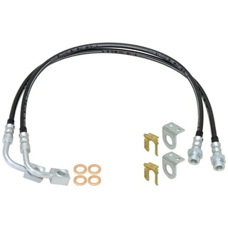 RockJock Braided SS Brake Hose Kit 23.5in Long: Jeep Wrangler JK 2007-2018 3.6L/3.8L V6